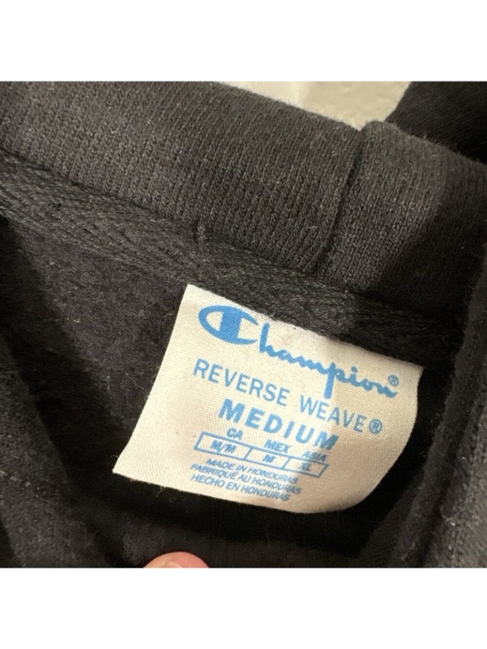 Champion Women Size M Black Y2K 90s Logo Reverse Weave Cropped Hoodie - Picture 7 of 10